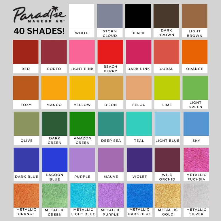 Mehron Paradise AQ Light Blue Face and Body Paint (1.4 oz) - Water Activated, Smear Resistant with Enriching Emollients