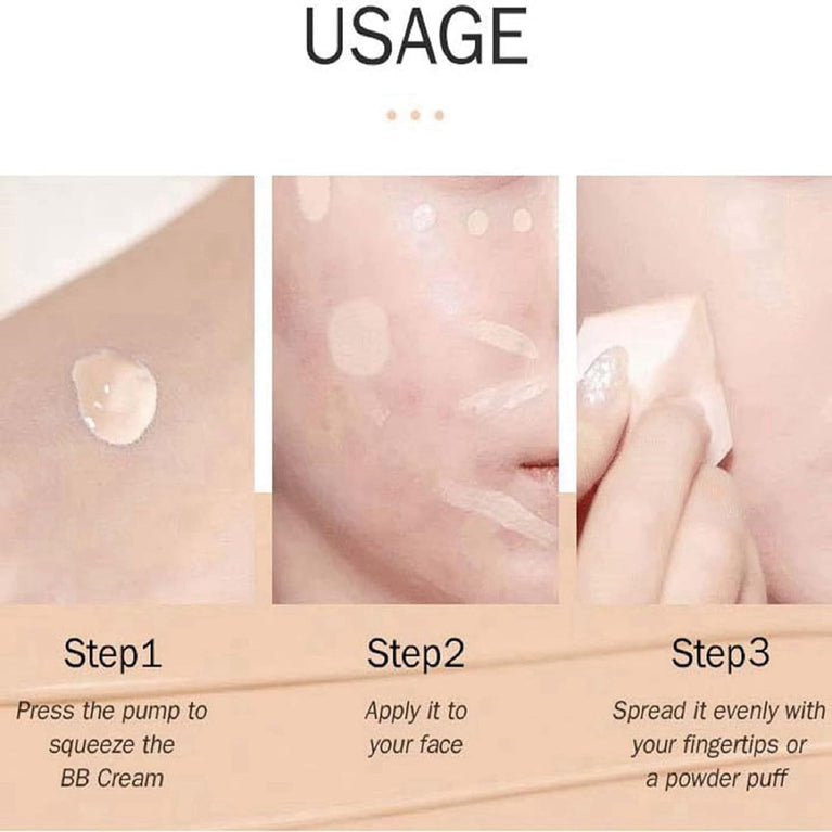 SPF50+ Tinted Moisturising BB Cream with Gold Snail Extracts - Medium-Light Waterproof Foundation for Blemish Coverage & Color Correction