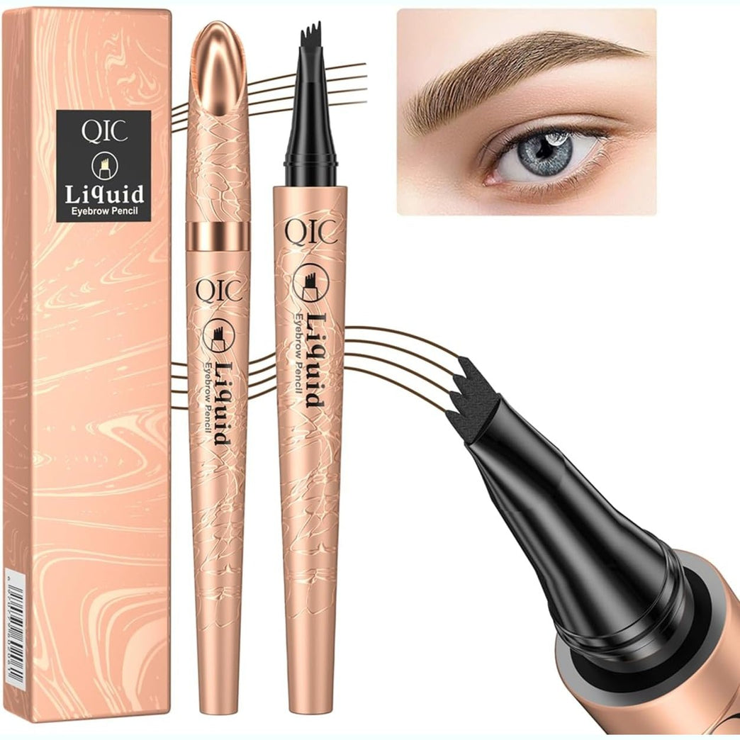 Long-Lasting Waterproof Eyebrow Pen with Quad-Tip Design for Natural and Full Brow Look (Shade: Light Coffee)