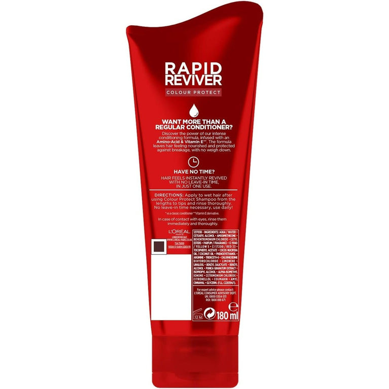 L’Oreal Elvive Colour Protect Rapid Reviver Hair Power Conditioner for Coloured Hair, 180 ml