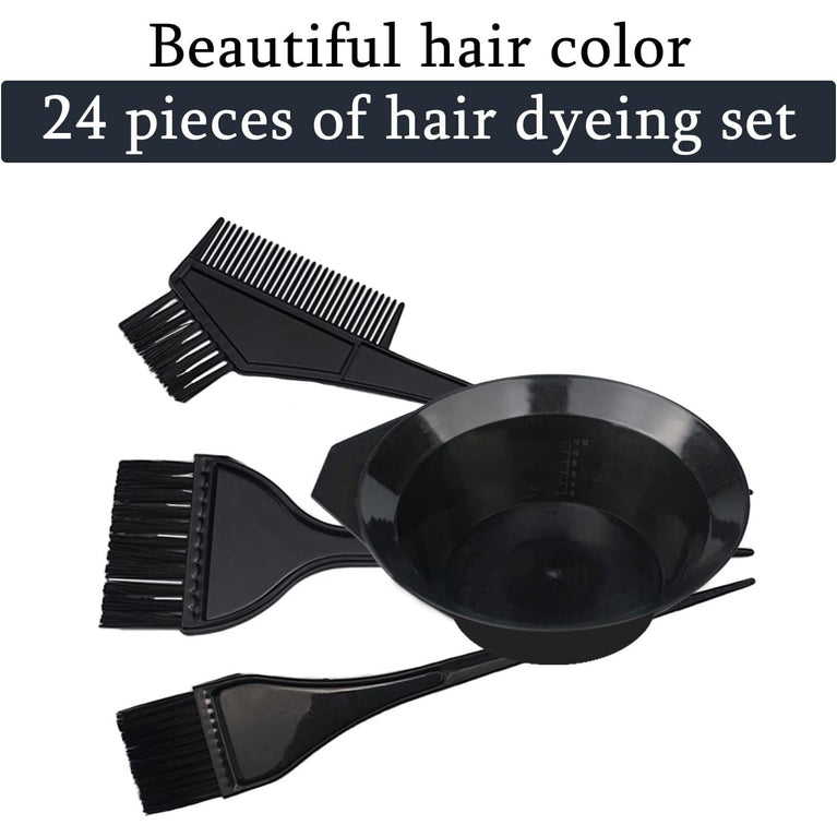 NEPAK Hair Coloring Kit with 24 Pcs, Tinting Bowl, Dye Brush, Ear Cover, and Gloves for Hair Coloring Applicator