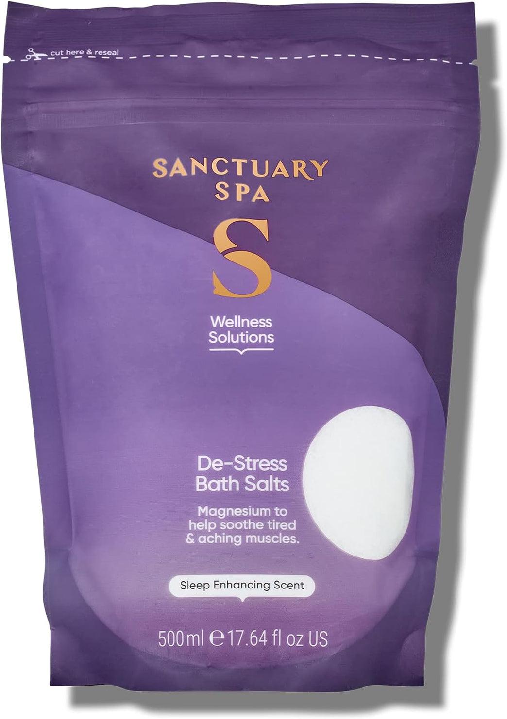 Sanctuary Spa De-Stress Epsom Bath Salts with Magnesium, Wellness Scent, 500g