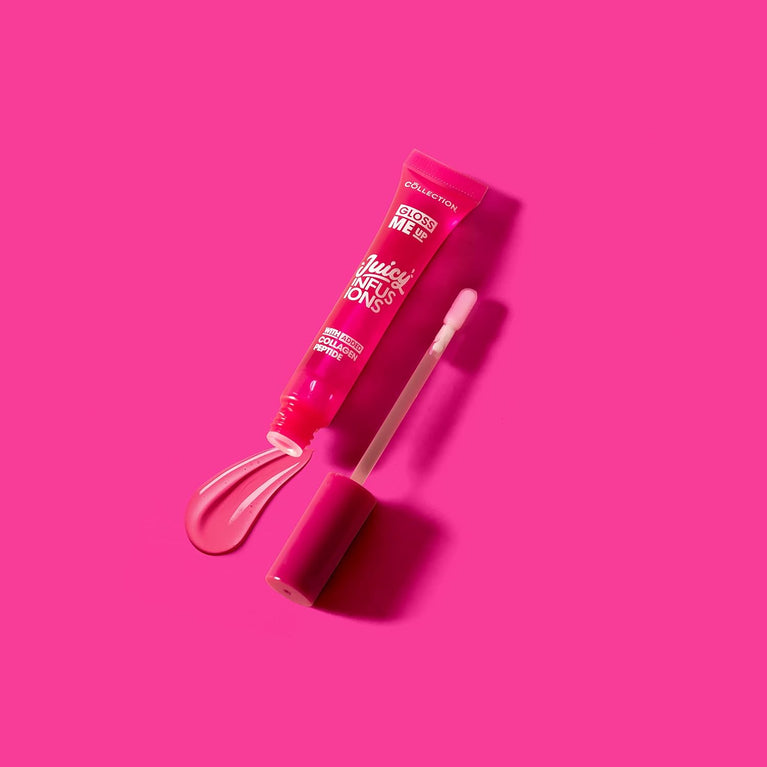 Collection Cosmetics 9ml High Shine Lip Gloss with Collagen Infusion and Plumping Effect, Strawberry Scented, Non-Sticky Pink Shade