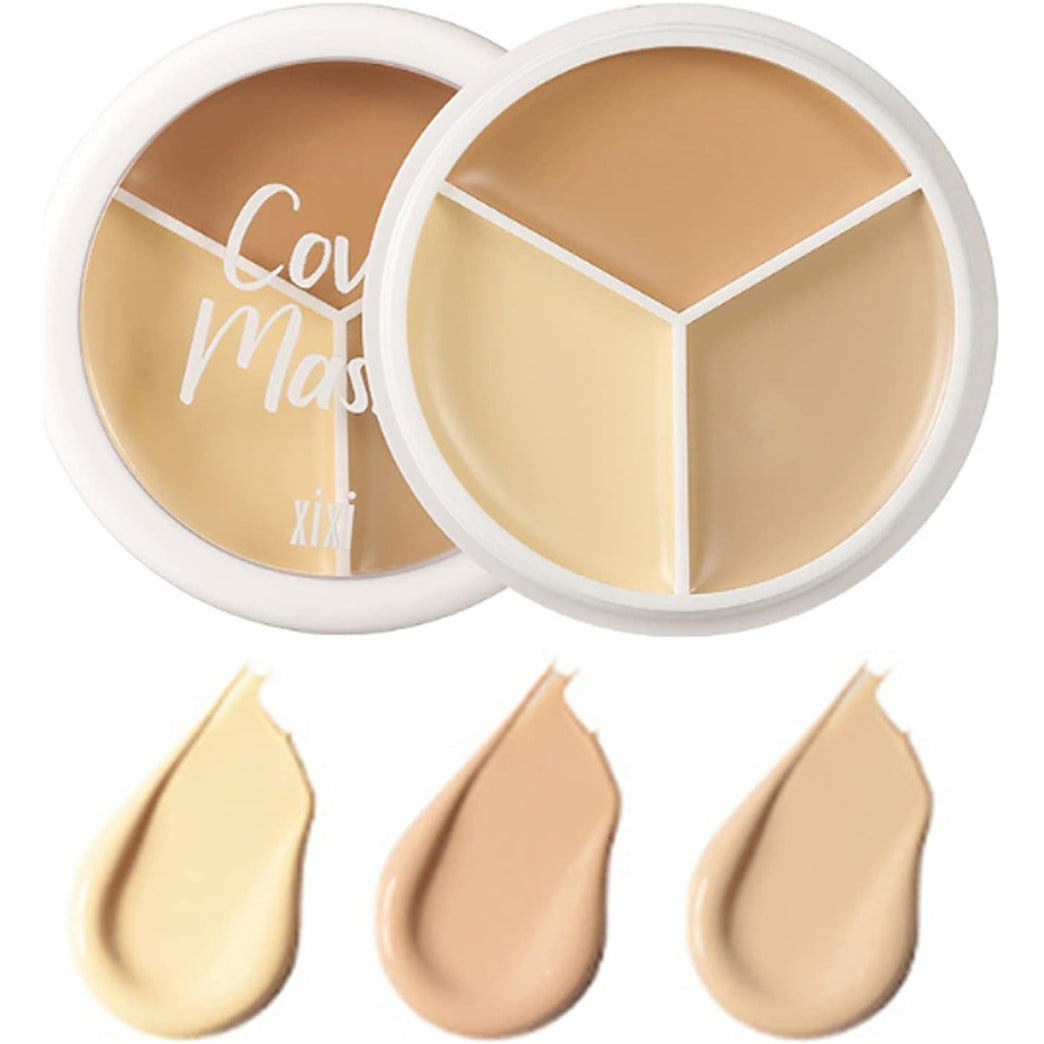 Portable Full-Coverage 3-in-1 Cream Concealer & Contour Palette for Perfect Complexion