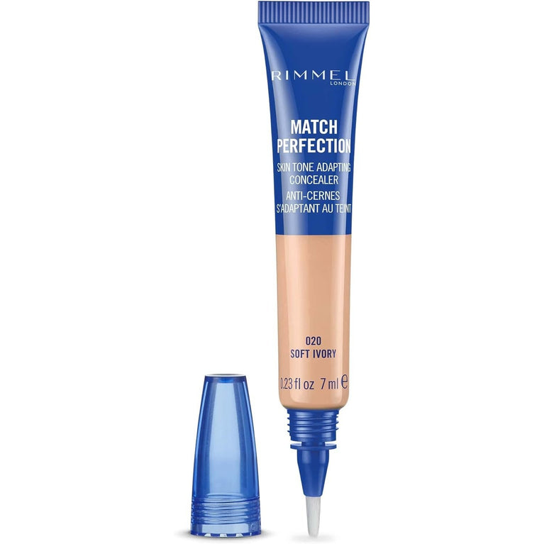 Rimmel London 020 Soft Ivory Blendable Liquid Concealer for Perfect Complexion Match, Light Coverage, 7 ml