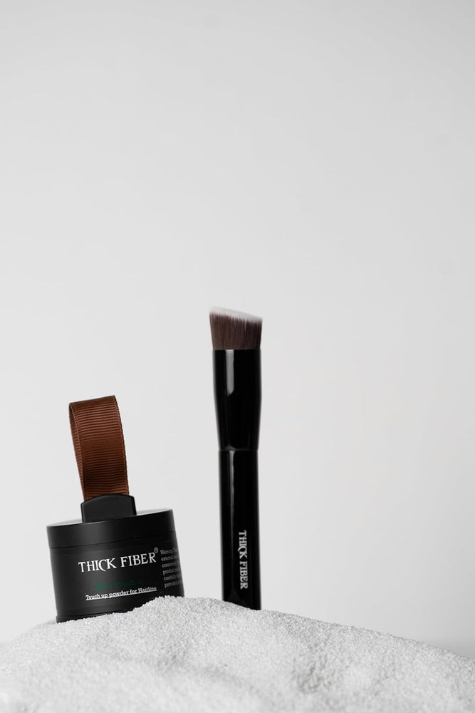 THICK FIBER Root Touch Up Powder, Root Cover Up Hairline Powder for Thin Hair - Water & Sweat Resistant Hair Loss Concealer Set with Hair Powder for Thinning Hair Women, Includes Brush (Dark Brown)