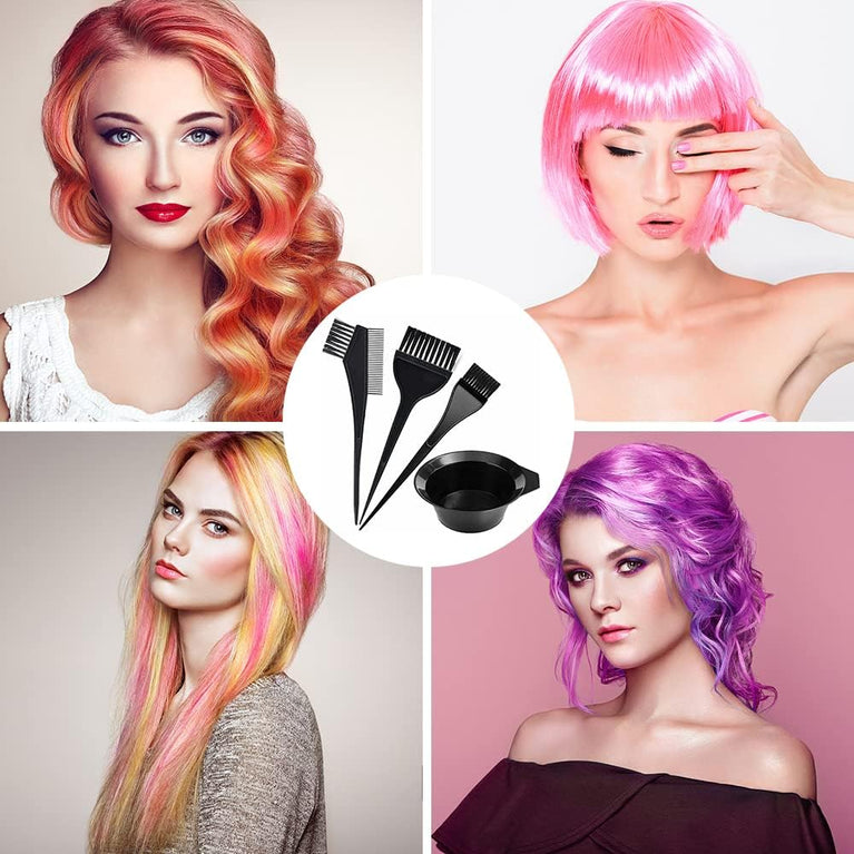 4 Piece Hair Coloring Set with Dyeing Bowl and Brushes