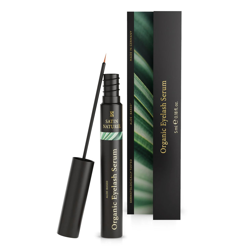 Satin Naturel's Advanced Eyelash and Eyebrow Growth Serum with Organic Aloe Vera and Peptides - 5ml Hormone-Free Formula for Enhanced Lash Density and Thickness