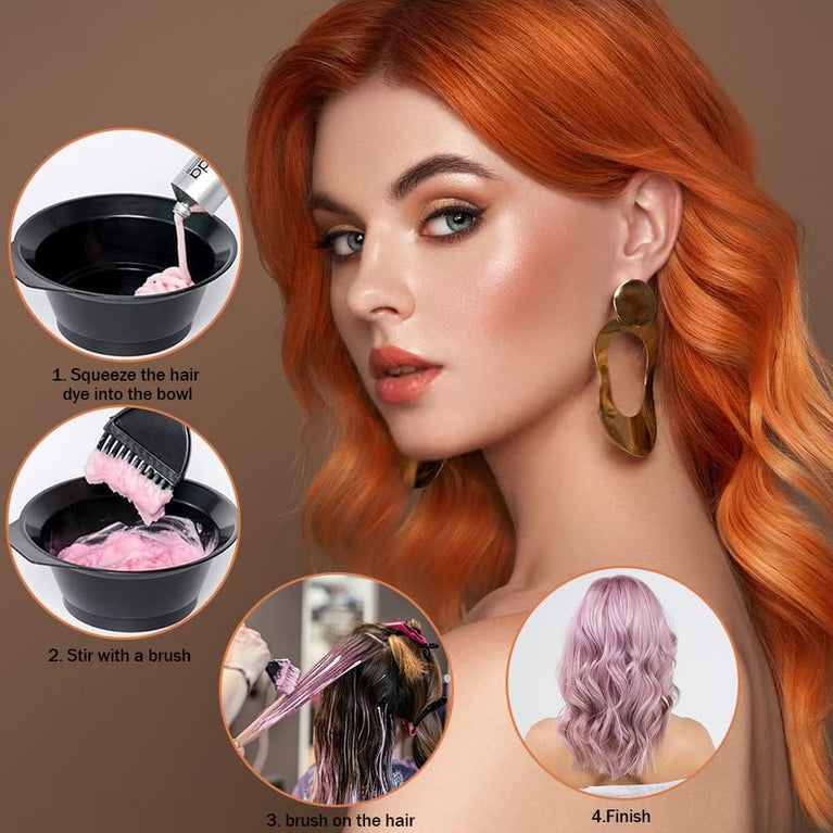 4 Piece Hair Coloring Set with Dyeing Bowl and Brushes