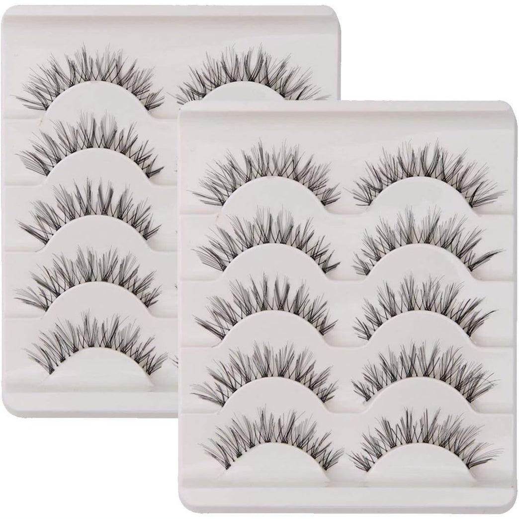 10 Pairs False Lashes Eyelashes Natural Look Handmade Crisscross 3D Reusable Black