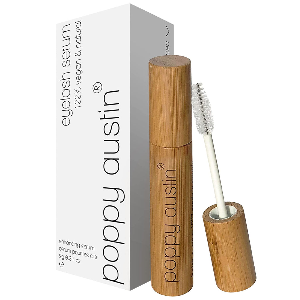 Poppy Austin Vegan Eyelash and Brow Growth Serum - Infused with Biotin, Argan and Castor Oil, Caffeine, Vitamin E, Aloe Vera - Sustainable, Cruelty-Free Lash Enhancer