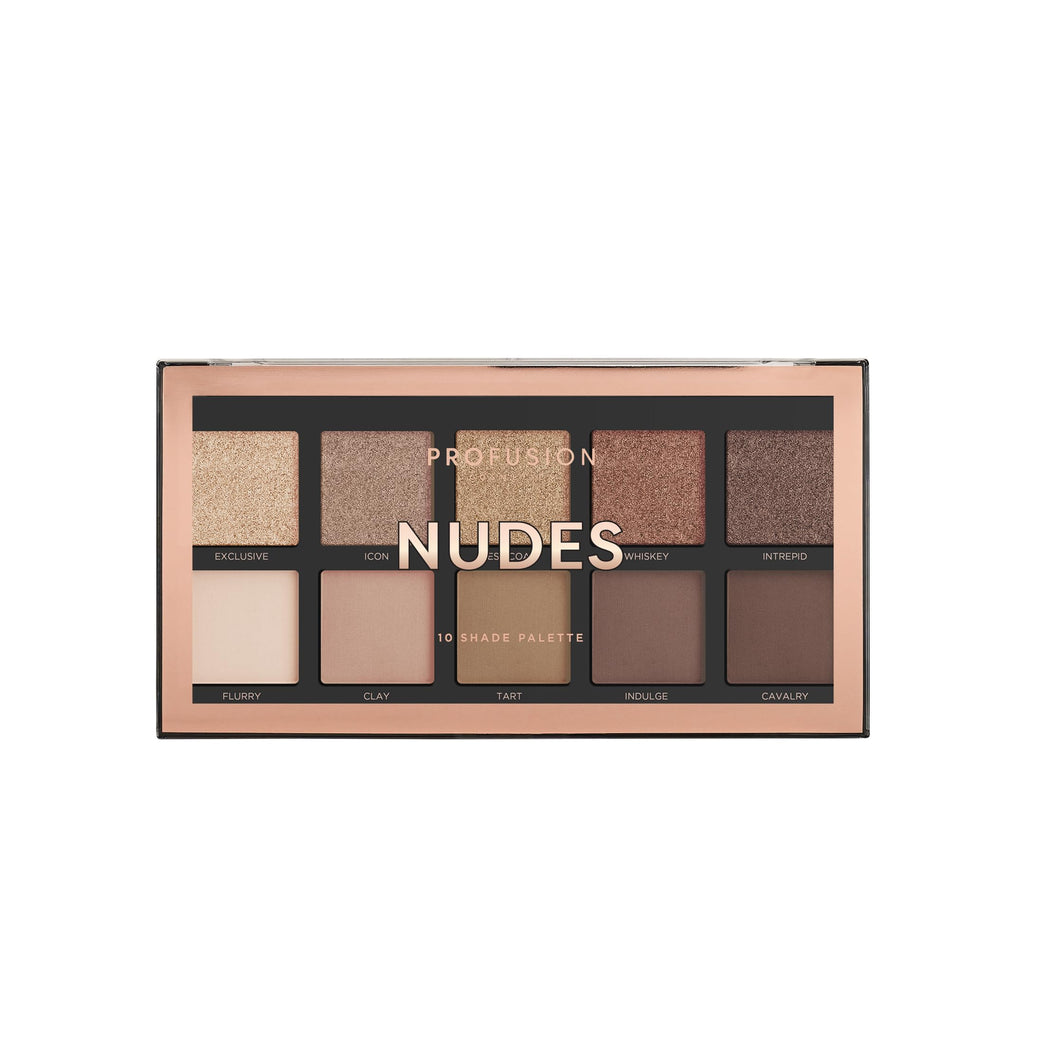 Profusion Cosmetics Ultimate Blendable Nudes Eyeshadow Palette with 10 Versatile Shades, Multicolour