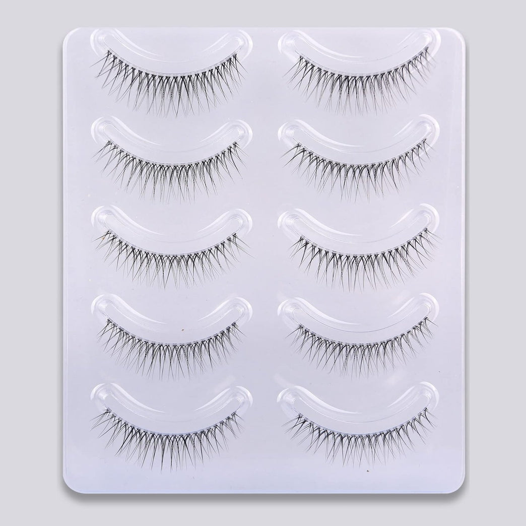 GMAGICTOBO Natural Lashes Short Clear Band False Eyelashes Light Volume Lashes Pack Soft Strip Fake Eye Lashes 5 Pairs Multipack