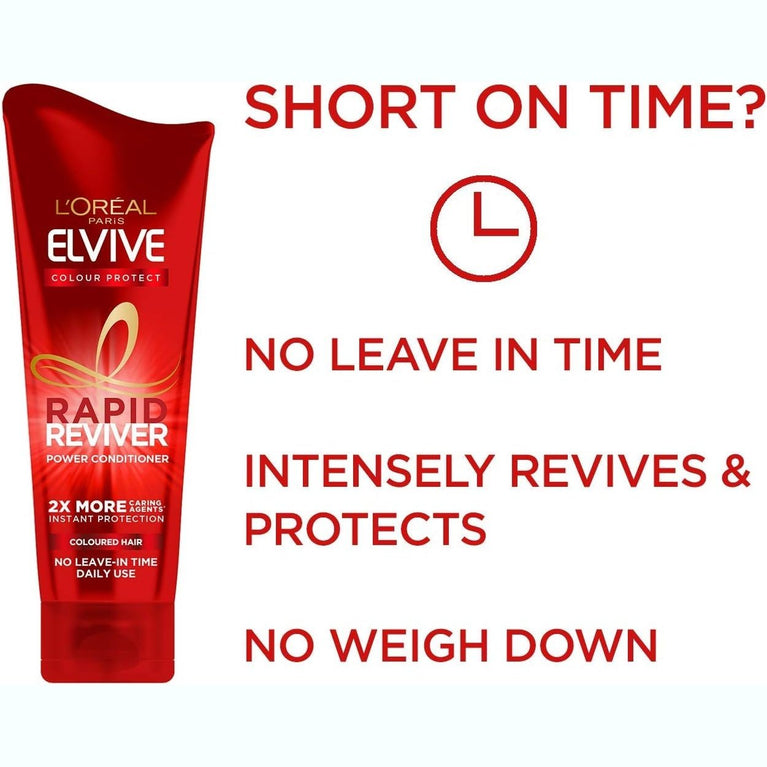 L’Oreal Elvive Colour Protect Rapid Reviver Hair Power Conditioner for Coloured Hair, 180 ml