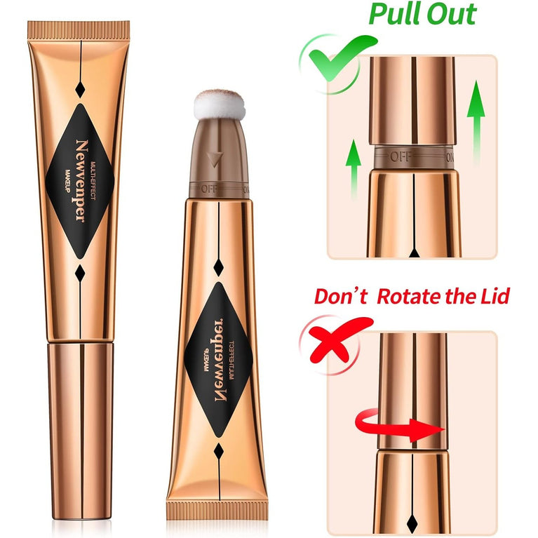 3-in-1 Radiant Beauty Wand Set – Liquid Contour, Highlighter & Blush with Sponge Applicator for Effortless, Lightweight Makeup