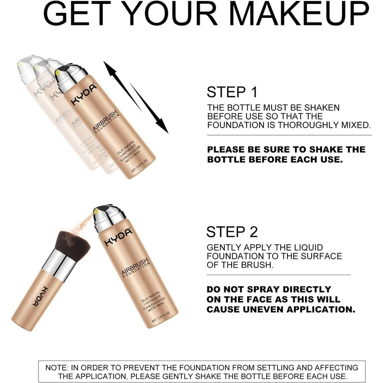 Ownest Beauty's KYDA High-Coverage AirBrush Spray Foundation - Natural Beige for Flawless, Radiant Skin
