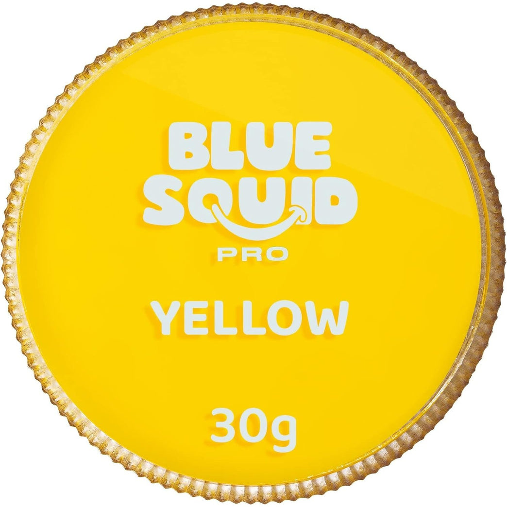 Blue Squid PRO Professional Grade Face Paint - Vibrant Yellow (30gm), Water Activated Body & Face Makeup for Kids and Adults, Ideal for Halloween and SFX Face Painting with Smudge-Free, Easy Clean Formula