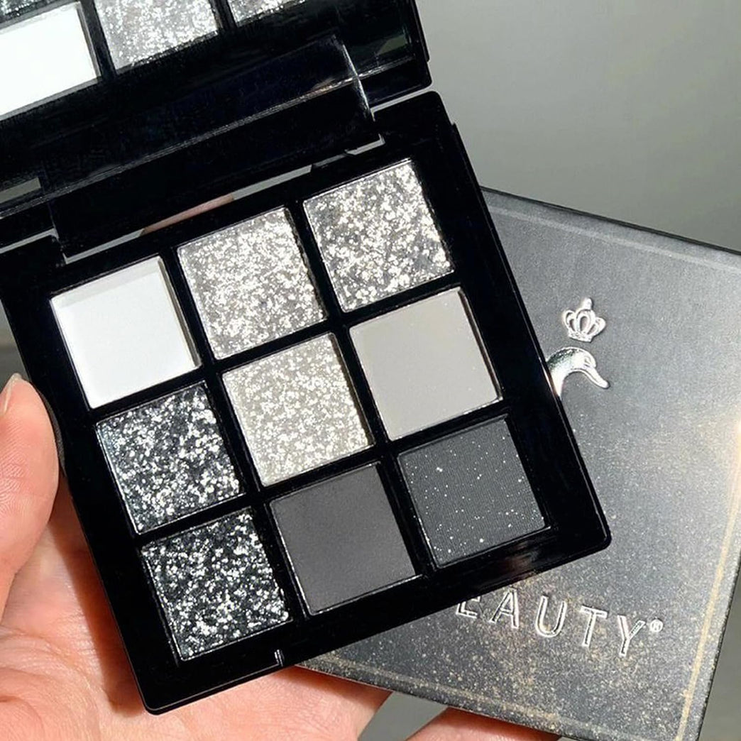 Smokey Silver and Black Gothic Eyeshadow Palette - Waterproof Long-Lasting Matte Eye Shadows in Cold Tones for Women and Girls - Versatile Makeup Pallet for Daily Use or Special Events - Ideal Gift for Halloween and Christmas