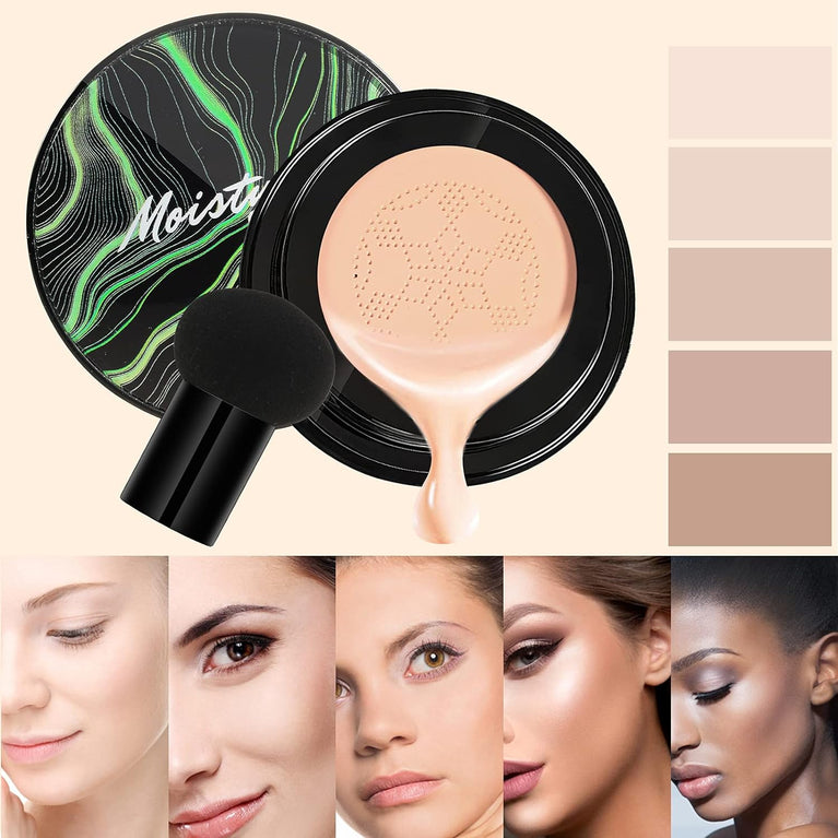 Brightening Mushroom CC Cream with Hydrating Formula and Precision Sponge