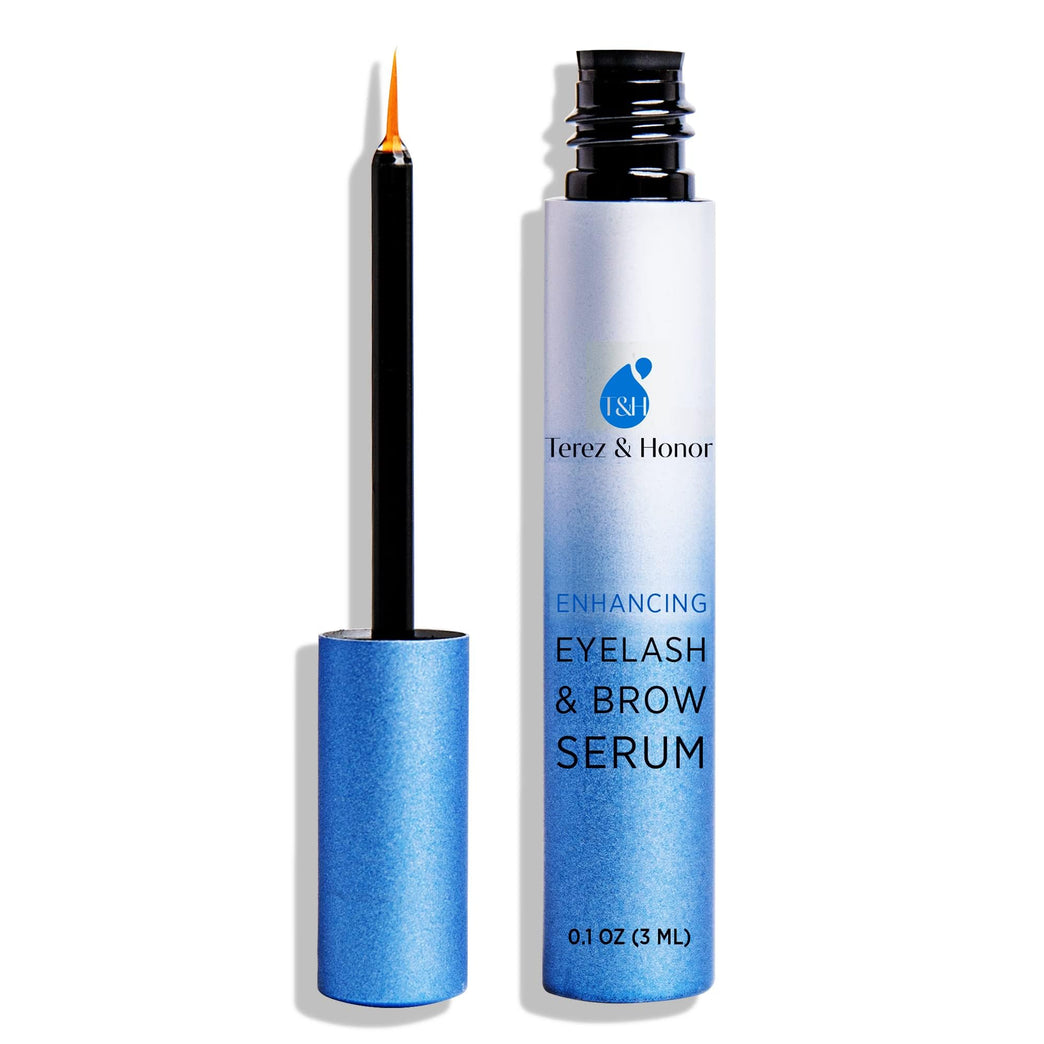 Terez & Honor Extra Volume Eyelash and Eyebrow Growth Serum for Fuller, Thicker, and Longer Lashes and Brows, 3ml