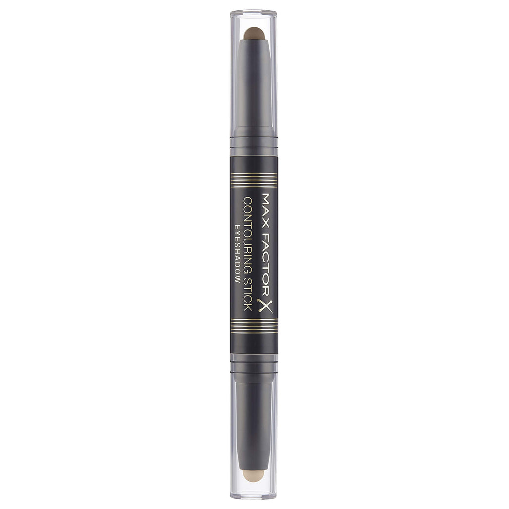 Max Factor Duo-Tone Contouring Eyeshadow Stick in Warm Taupe & Amber Brown with Smudge-Proof Creamy Formula for Enhanced Eye Looks