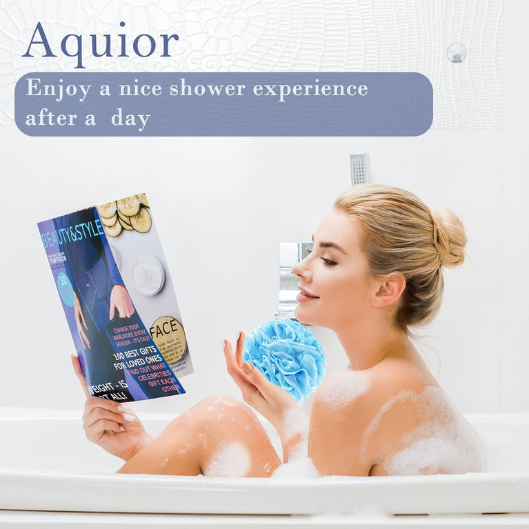 Aquior Bath Sponge Shower Loofahs Balls 60g/PCS Extra Large Mesh Pouf Easy Foaming Body Scrubber Exfoliator for Big Full Lather Cleanse(4 Pack)