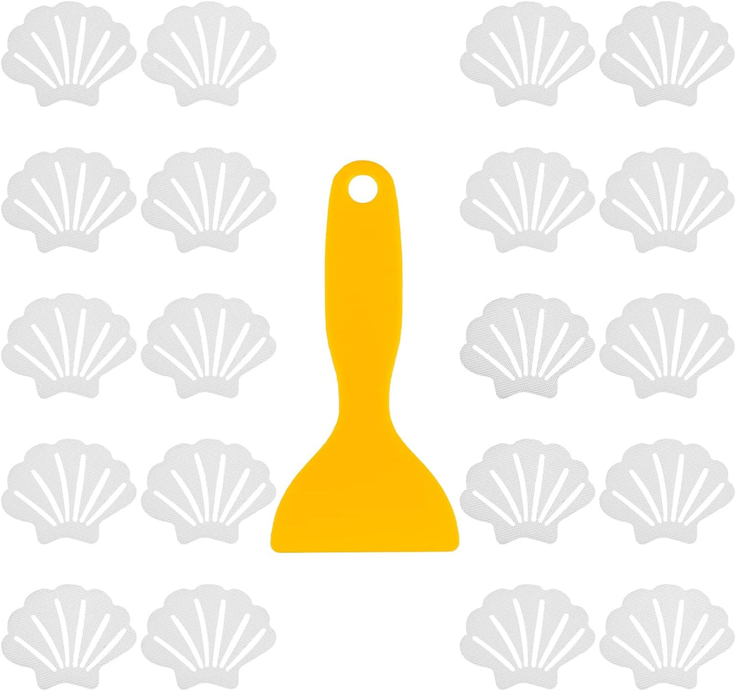 Shell Shape Non-Slip Bathtub Stickers with Premium Scraper for Bathroom Safety