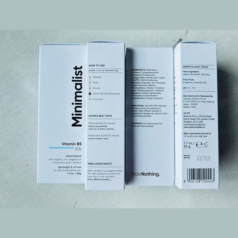 Lightweight Vitamin B5 Gel Moisturizer for Oily & Acne Prone Skin, 50g (1 Pack)