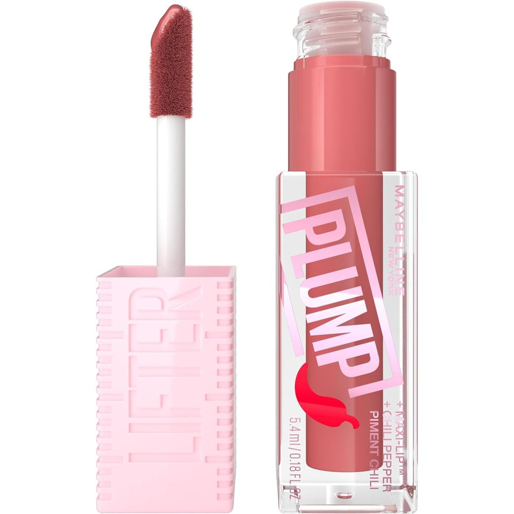 Maybelline New York Peach Fever 005, Lifter Gloss for Full Lips with Plumping Heat Sensation, Infused with Vegan Hyaluronic Acid and Chili Pepper, Extra-Large Wand for Easy Application