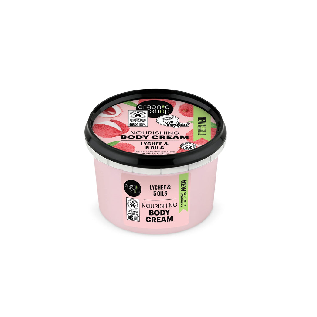 Organic Shop Pink Lychee and 5 Oils Nourishing Body Cream, 250 ml