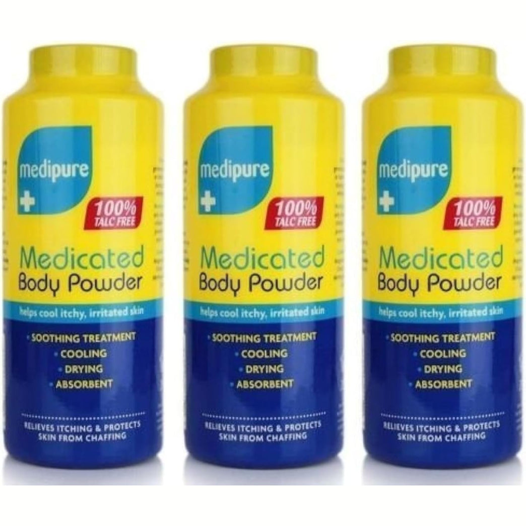 3-Pack 200g Medipure Medicated Body Powder - Talc-Free Soothing Treatment