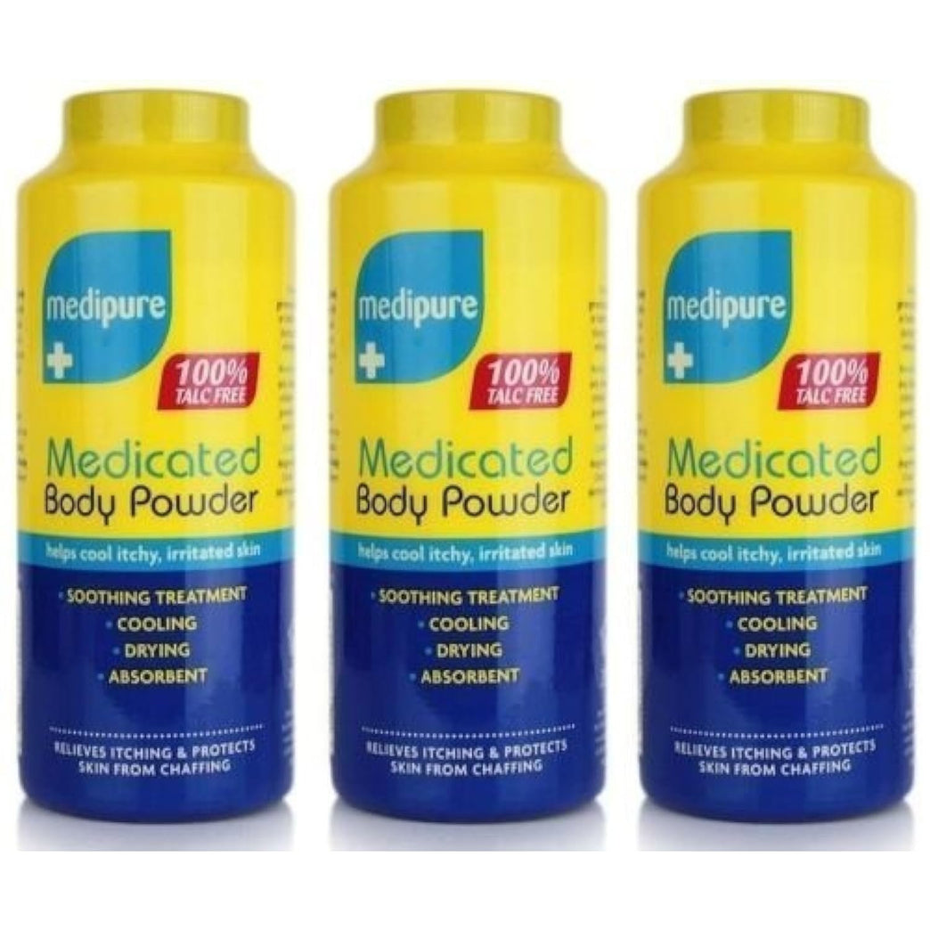 3-Pack 200g Medipure Medicated Body Powder - Talc-Free Soothing Treatment