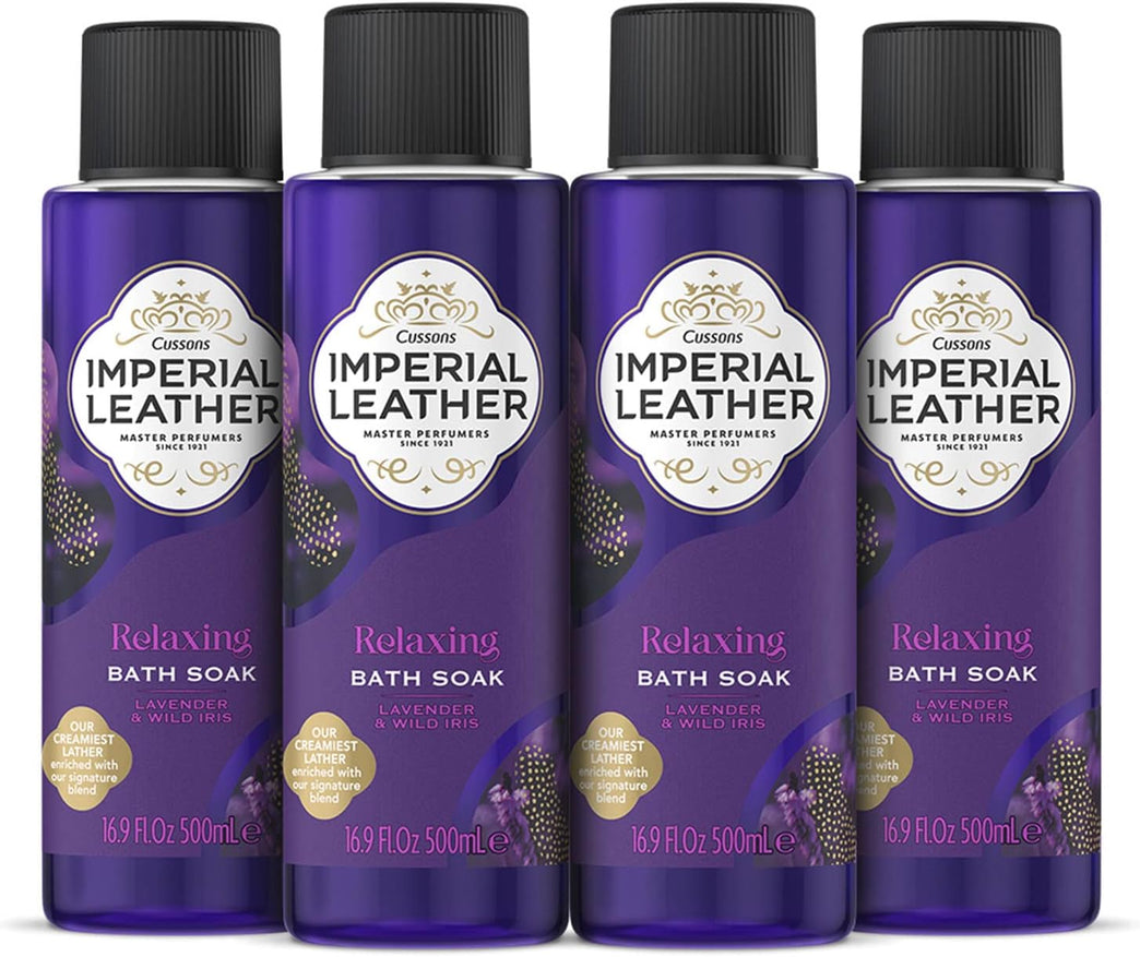 Imperial Leather Relaxing Bath Soak, Lavender & Wild Iris, Pack of 4 x 500ml