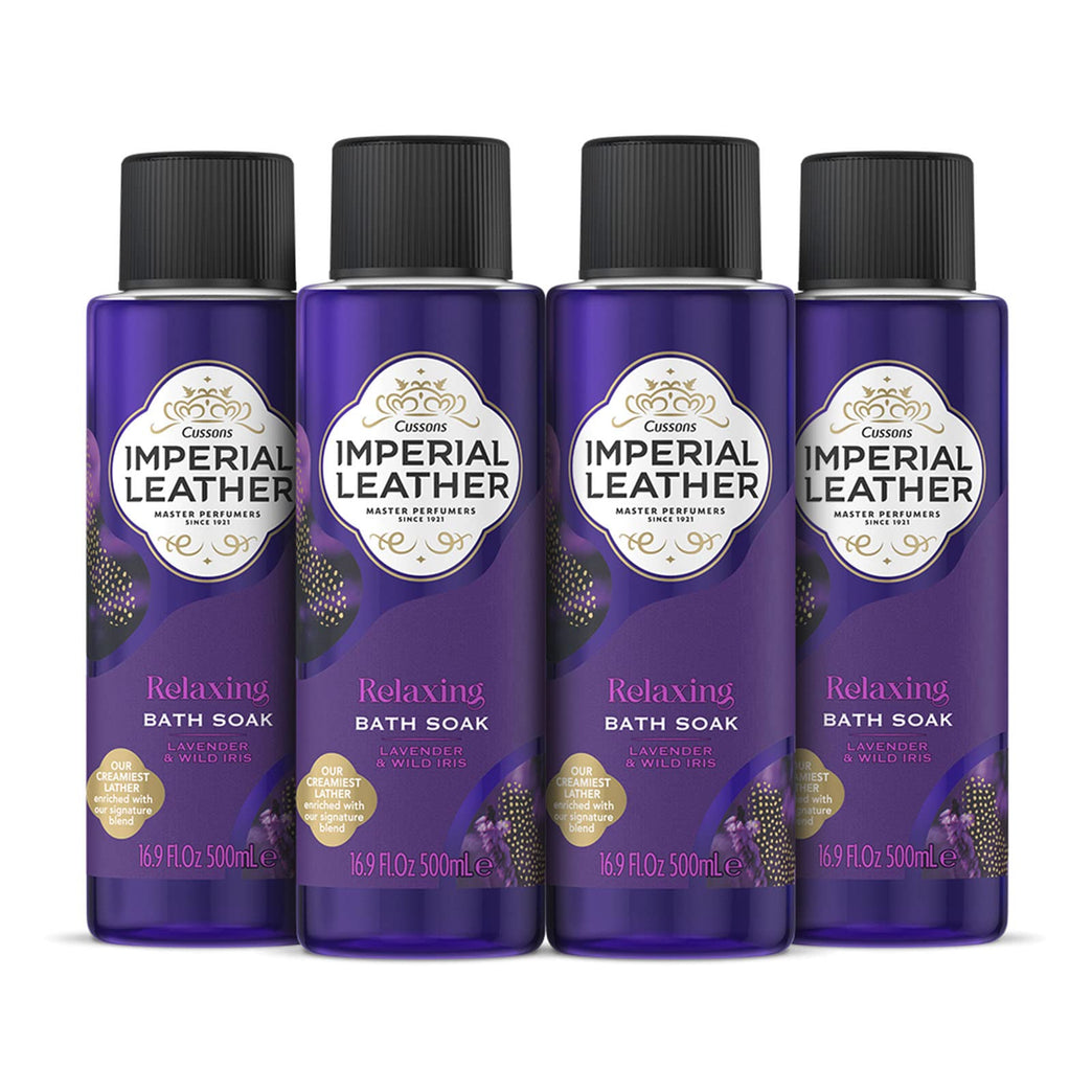 Imperial Leather Relaxing Bath Soak, Lavender & Wild Iris, Pack of 4 x 500ml