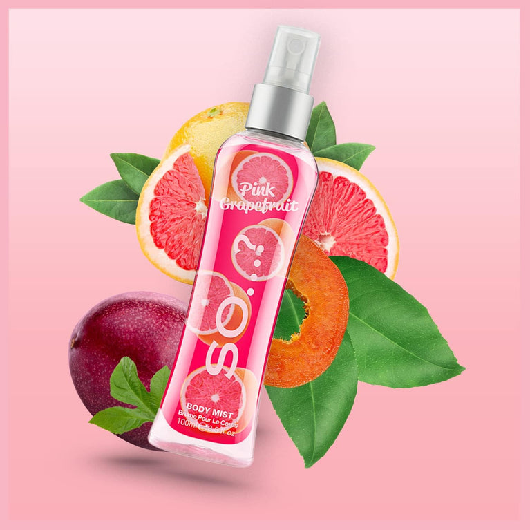 So…? Luscious Trio Womens Body Mist Gift Set with Pink Grapefruit, Vanilla and Candy Floss Mixed Fragrance Spray Set 3 x 100ml