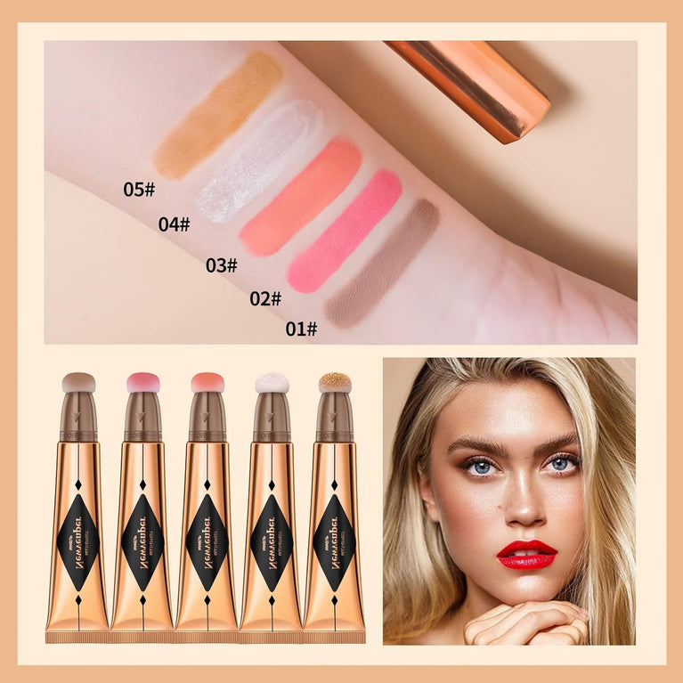 3-in-1 Radiant Beauty Wand Set – Liquid Contour, Highlighter & Blush with Sponge Applicator for Effortless, Lightweight Makeup