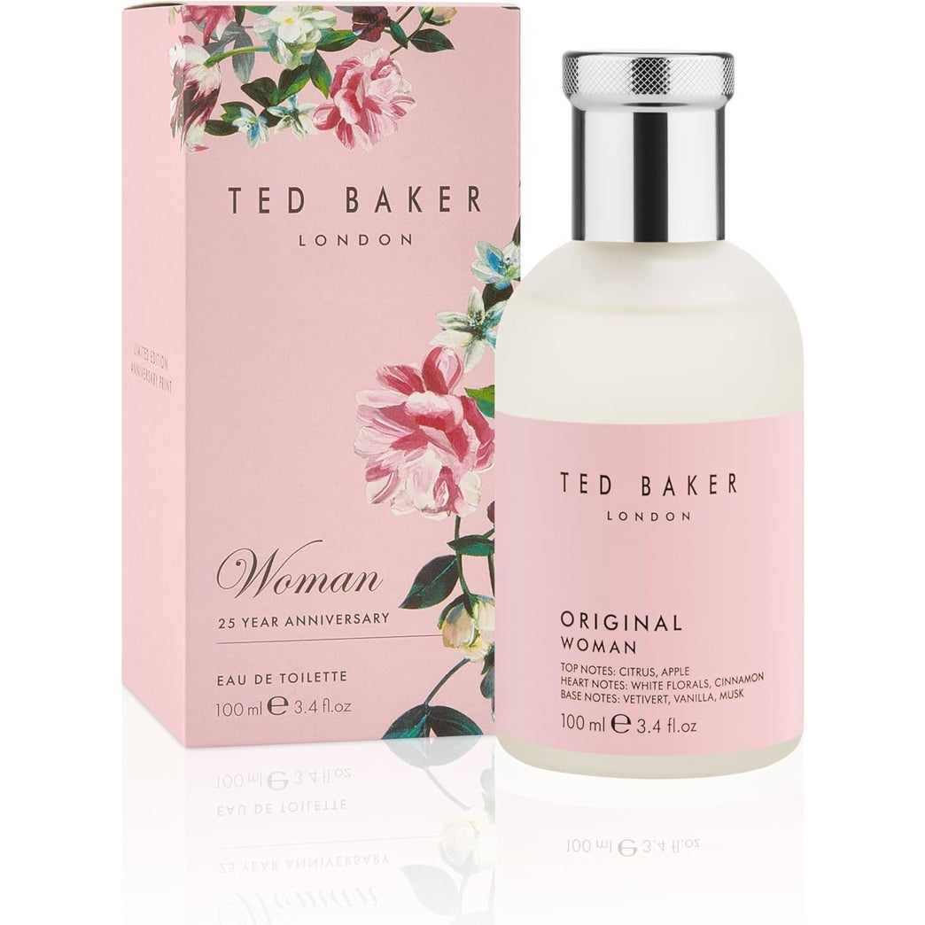 Ted Baker Woman Pink EDT, Floral Green Feminine Fragrance, Opening Notes are Fresh Peach, Bergamont and Tangerine with Warm Musk, Vanilla and Vetiver Base Notes, 100ml