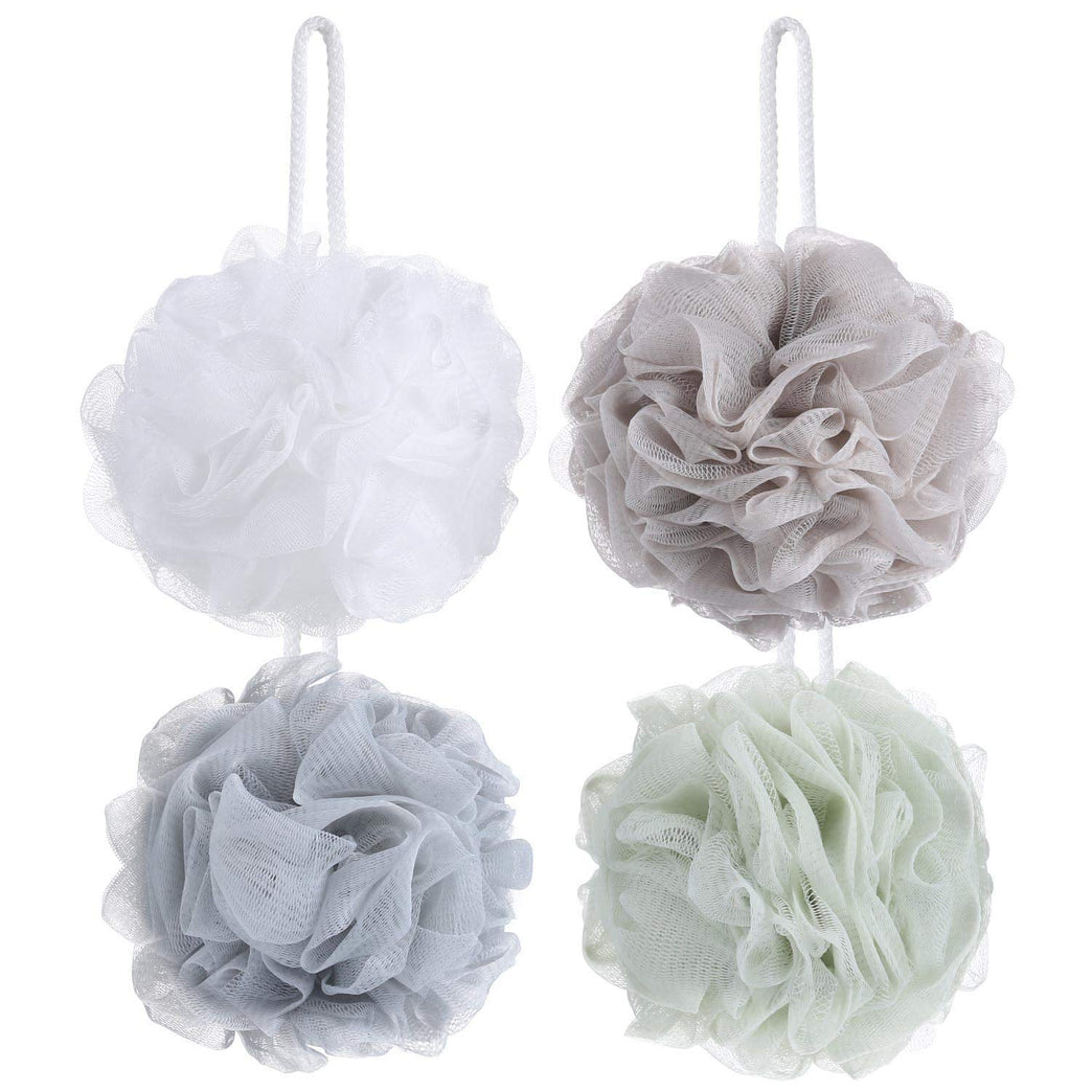 Tbestmax 4 Pack Mesh Pouf Bath Sponge - Gentle Exfoliating Shower Balls