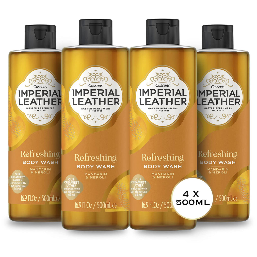 Imperial Leather Mandarin & Neroli Refreshing Shower Gel, Creamy Lather, 4-Pack, 500ml Each