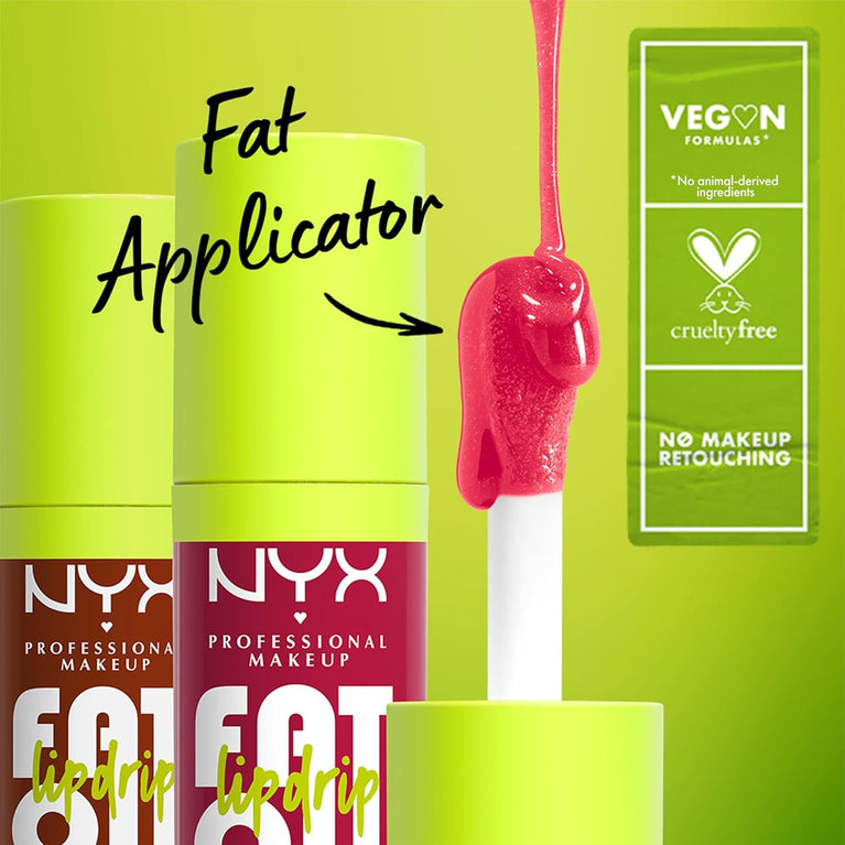 NYX Professional 12-Hour Hydrating Lip Gloss with Cloudberry & Raspberry Oils and Squalane, Non-Sticky High Shine, Fat Application, Vegan, Shade: My Main