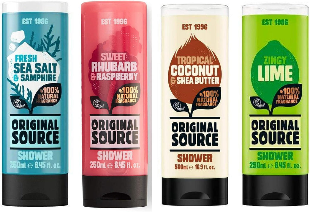 Luxurious Original Source Shower Gel Set - 4 x 250ml with New Natural Fragrances