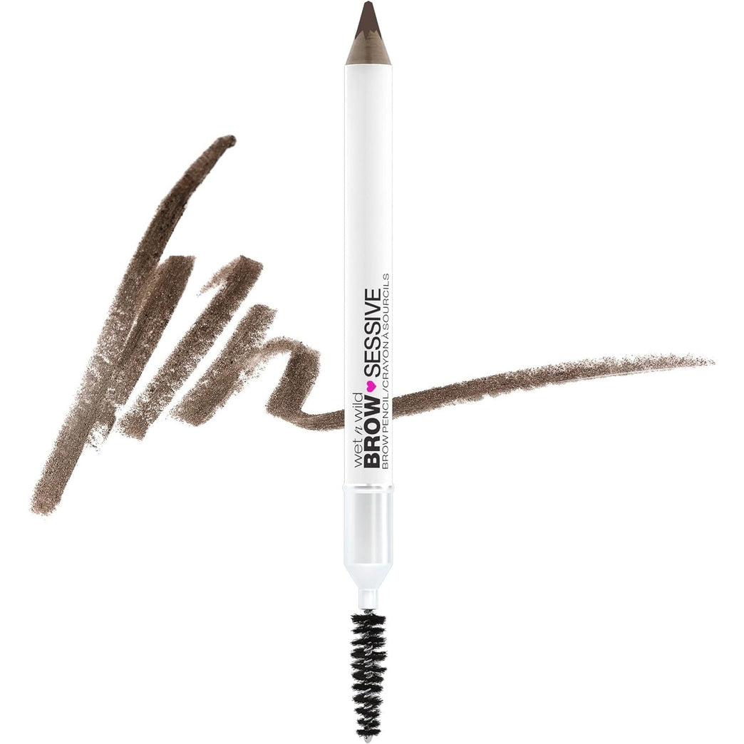 Wet 'n' Wild Brow-Sessive Medium Brown Eyebrow Pencil, Dual-Functional with Spoolie Brush, for Natural, Buildable Eyebrow Definition
