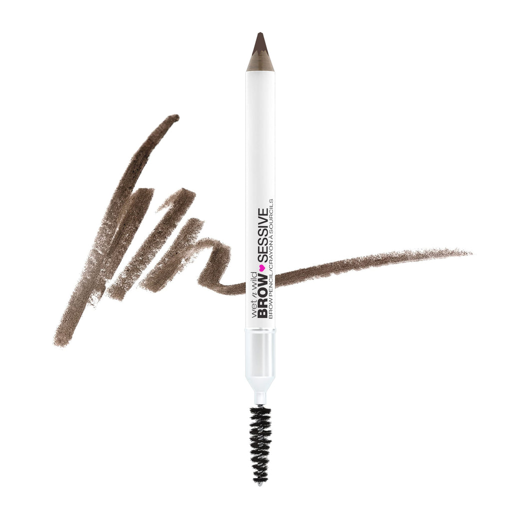 Wet 'n' Wild Brow-Sessive Medium Brown Eyebrow Pencil, Dual-Functional with Spoolie Brush, for Natural, Buildable Eyebrow Definition