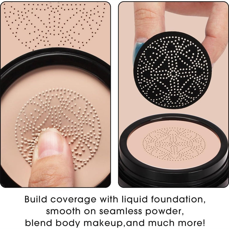 SIAMHOO Upgraded CC Cream and Mushroom Head Sponge for Flawless, Even Coverage and Moisturized Skin - 0.7 fl.oz, Natural Shade