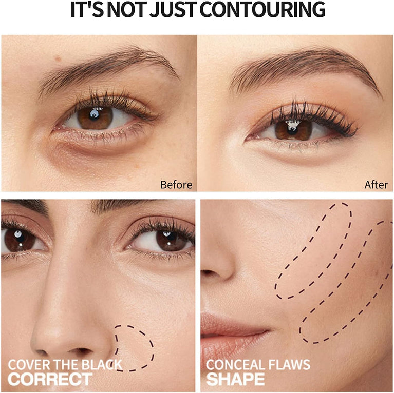 PHOERA 3-in-1 Concealer, Highlighter & Contour Stick - Waterproof Full Coverage Makeup for Medium Skin Tones