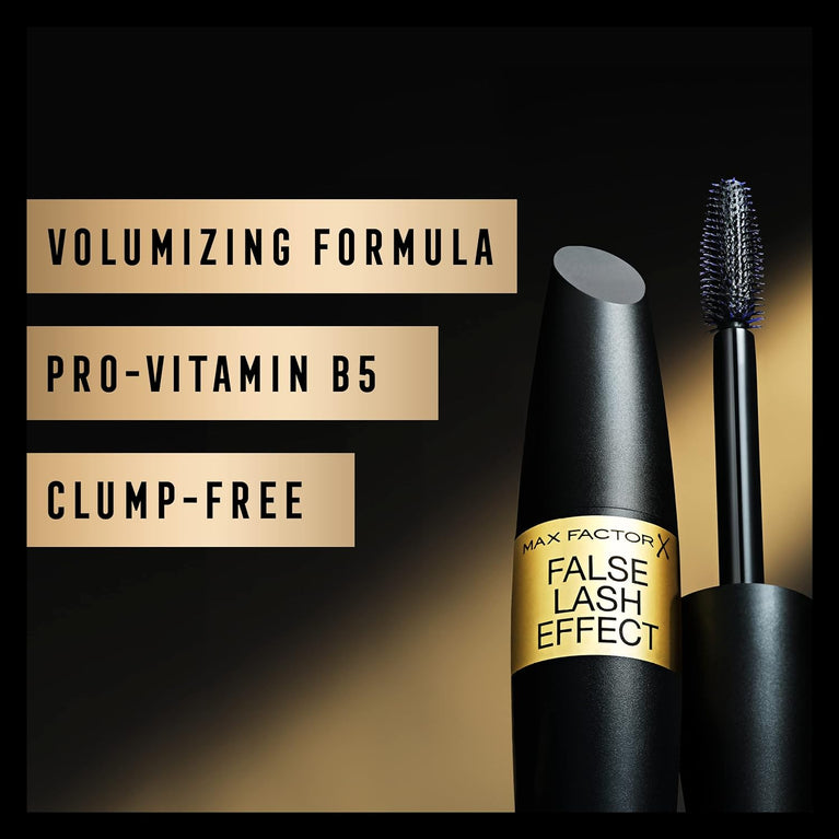 MAX FACTOR Pro-Vitamin B5 Infused Flake-Free Volumising Mascara - False Lash Effect, Long-Lasting, Smudge-Proof - Shade 01 Black (13.1ml)