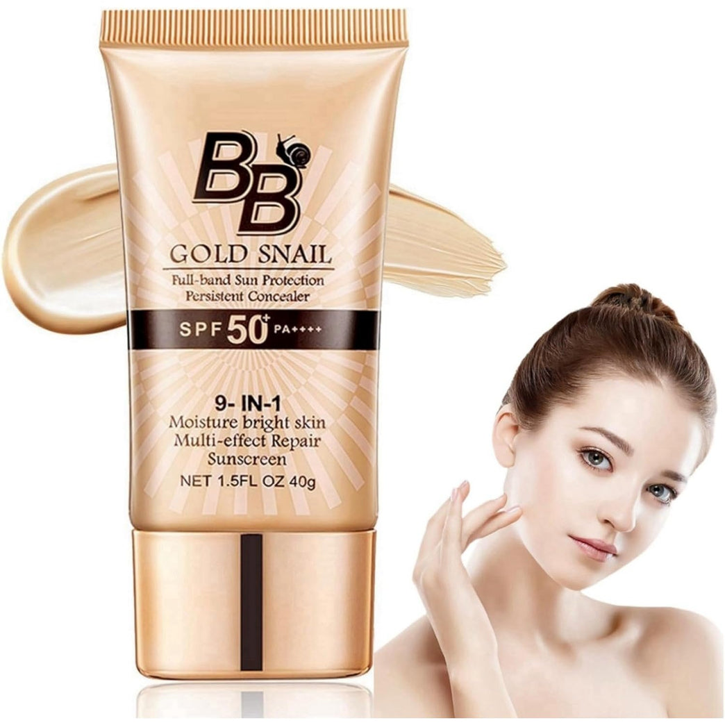 BB Cream Light,BB Cream Foundation,BB Cream Tinted,Tinted Moisturiser Face Women,BB Cream Medium Cover Blemishes,Color Correcting Cream,Tinted SPF 50 Face Moisturiser,SPF50+ Gold Snail Sunscreen,40g