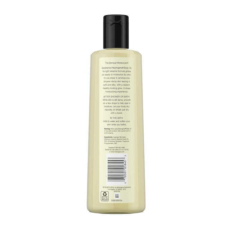 Neutrogena Lightweight Body Oil for Dry Skin, Silky Light Sesame Moisturizer, 16 fl. oz