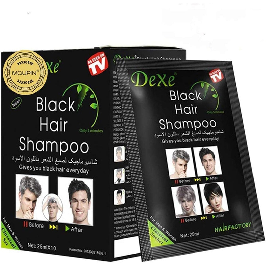 Black Hair Shampoo, 400ml Shampoo Herbal Hair Color, Nourishing Hair 2 in 1 Hair Color, Instant Hair Color Semi-Permanent, Long Lasting Gentle Hair Color for Men and Women