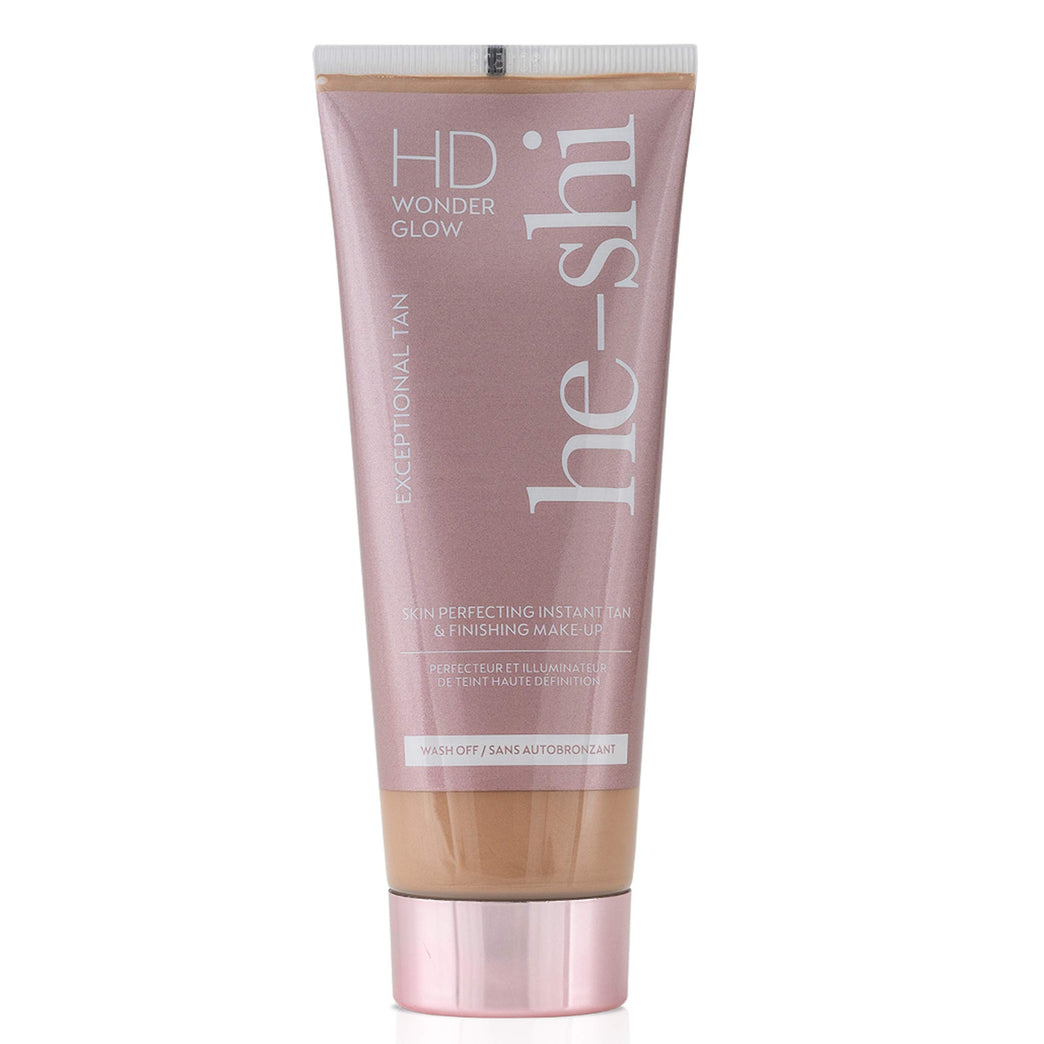 He-Shi HD Wonderglow - Skin Perfecting Body Bronzer & Instant Tan - Illuminating Body Primer with 24 Splashproof Wear - Body Highlighter for Airbrushed Legs - Vegan & Cruelty Free (100ml)